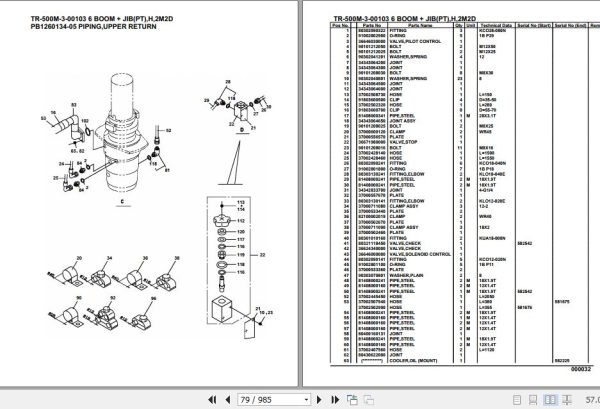 Tadano Hydraulic Crane TR 500M 3 00103 6 Boom Jib PT H 2M2D Parts Catalog 2