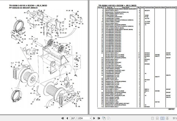 Tadano Hydraulic Crane TR 500M 3 00105 4 Boom Jib X 3M3D Parts Catalog 2