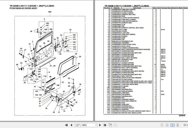 Tadano Hydraulic Crane TR 500M 3 00111 6 Boom Jib PT X 2M2D Parts Catalog 2