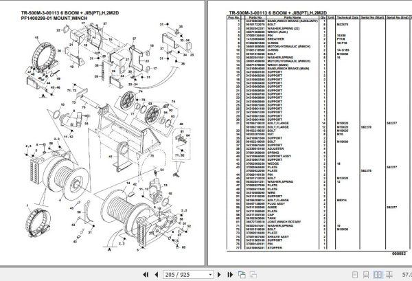 Tadano Hydraulic Crane TR 500M 3 00113 6 Boom Jib PT H 2M2D Parts Catalog 2