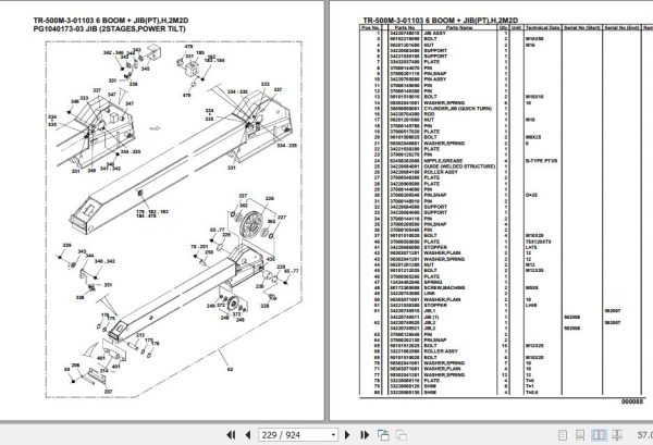 Tadano Hydraulic Crane TR 500M 3 01103 6 Boom Jib PT H 2M2D Parts Catalog 2