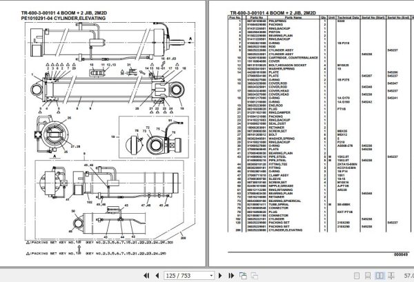 Tadano Hydraulic Crane TR 600 3 00101 4 Boom 2 Jib 2M2D Parts Catalog 2