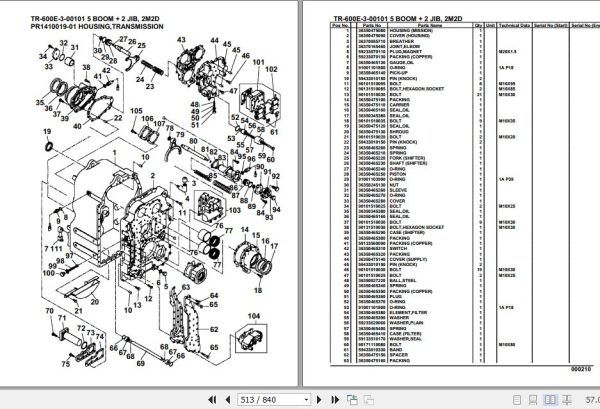 Tadano Hydraulic Crane TR 600E 3 00101 5 Boom 2 Jib 2M2D Parts Catalog 2