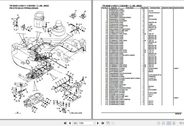 Tadano Hydraulic Crane TR 600E 3 00211 5 Boom 2 Jib 2M2D Parts Catalog 2