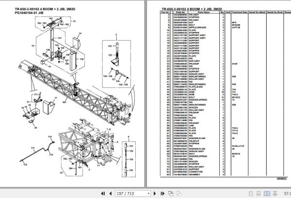 Tadano Hydraulic Crane TR 650 3 00102 4 Boom 2 Jib 2M2D Parts Catalog 2
