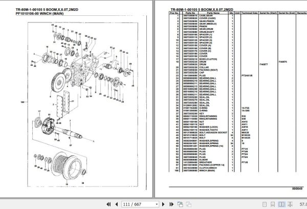 Tadano Hydraulic Crane TR 80M 1 00105 5 Boom X 8.0T 2M2D Parts Catalog 2