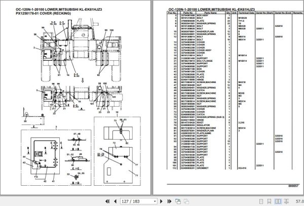 Tadano Hydraulic Wrecker OC 120N 1 20100 Lower Mitsubishi KL EK61HJZ3 Parts Catalog 2