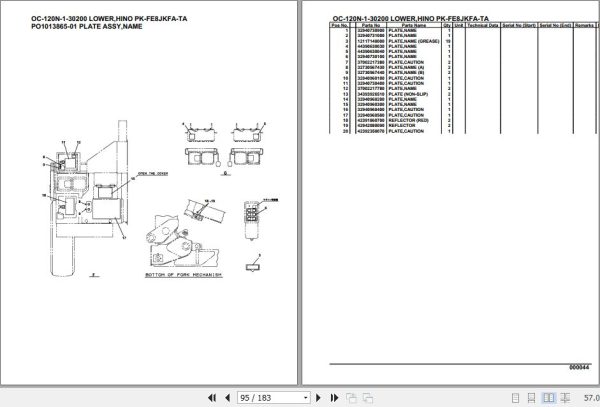 Tadano Hydraulic Wrecker OC 120N 1 30200 Lower Hino PK FE8JKFA TA F Parts Catalog 2