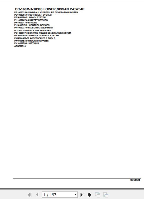 Tadano Hydraulic Wrecker OC 160M 1 10300 Lower Nissan P CW54P Parts Catalog 1