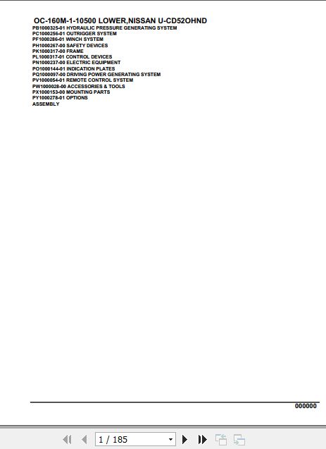 Tadano Hydraulic Wrecker OC 160M 1 10500 Lower Nissan U CD52OHND Parts Catalog 1