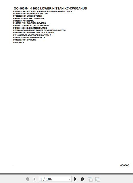Tadano Hydraulic Wrecker OC 160M 1 11000 Lower Nissan KC CW55AHUD Parts Catalog 1