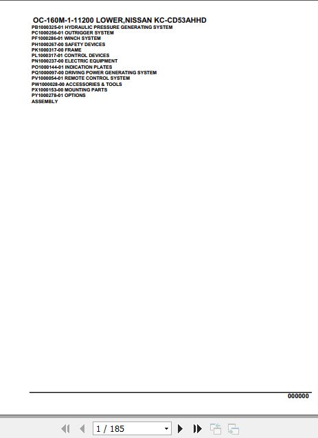 Tadano Hydraulic Wrecker OC 160M 1 11200 Lower Nissan KC CD53AHHD Parts Catalog 1