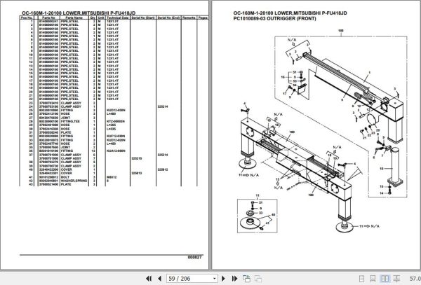 Tadano Hydraulic Wrecker OC 160M 1 20100 Lower MitsubishiI P FU418JD Parts Catalog 2
