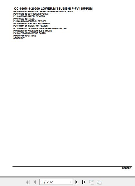Tadano Hydraulic Wrecker OC 160M 1 20200 Lower MitsubishiI P FV415PPSM Parts Catalog 1