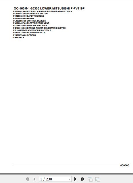 Tadano Hydraulic Wrecker OC 160M 1 20300 Lower MitsubishiI P FV419P Parts Catalog 1