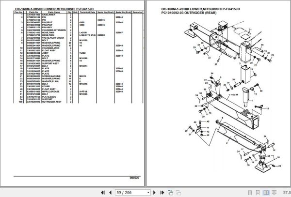 Tadano Hydraulic Wrecker OC 160M 1 20500 Lower MitsubishiI P FU413J Parts Catalog 2