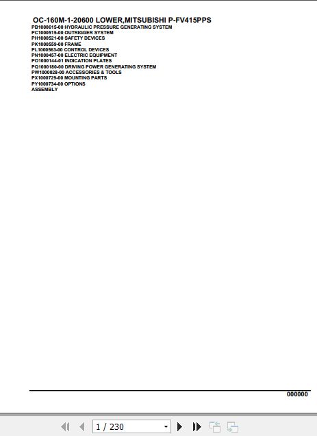 Tadano Hydraulic Wrecker OC 160M 1 20600 Lower MitsubishiI P FV415PPS Parts Catalog 1