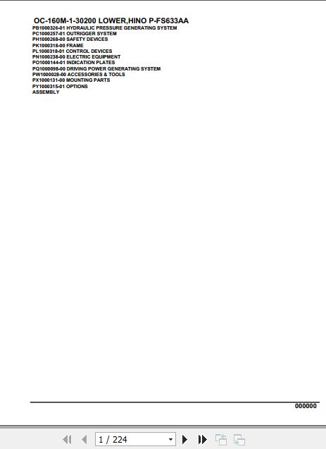 Tadano Hydraulic Wrecker OC 160M 1 30200 Lower Hino P FS633AA Parts Catalog 1