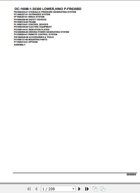 Tadano Hydraulic Wrecker OC 160M 1 30300 Lower Hino P FR630BD Parts Catalog 1