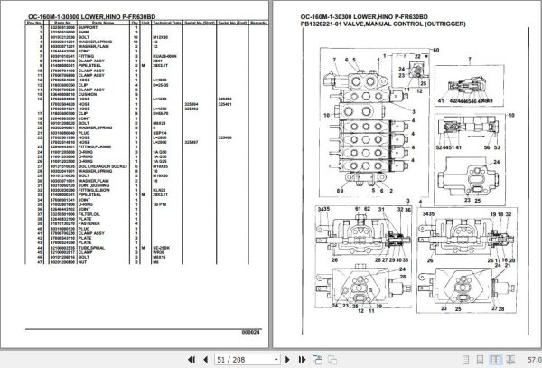 Tadano Hydraulic Wrecker OC 160M 1 30300 Lower Hino P FR630BD Parts Catalog 2