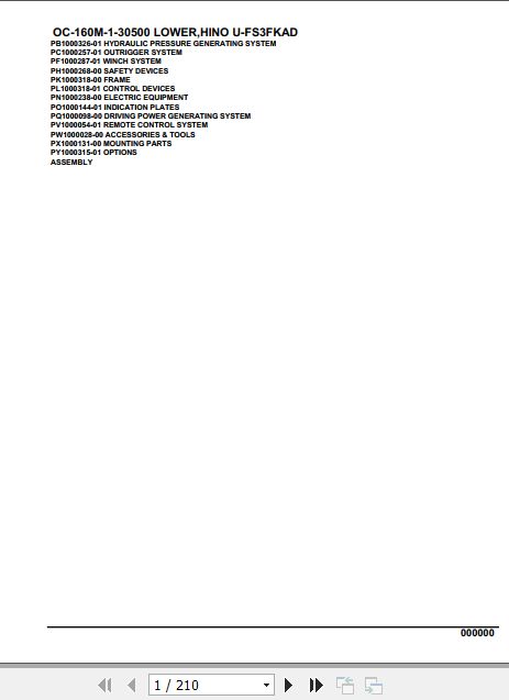Tadano Hydraulic Wrecker OC 160M 1 30500 Lower Hino U FS3FKAD Parts Catalog 1