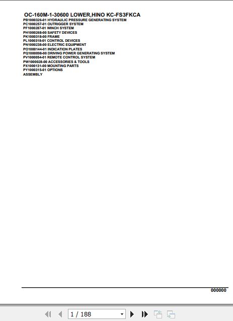 Tadano Hydraulic Wrecker OC 160M 1 30600 Lower Hino KC FS3FKCA Parts Catalog 1