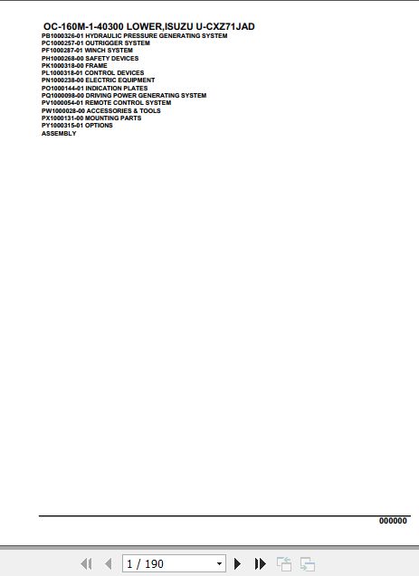 Tadano Hydraulic Wrecker OC 160M 1 40300 Lower Isuzu U CXZ71JAD Parts Catalog 1