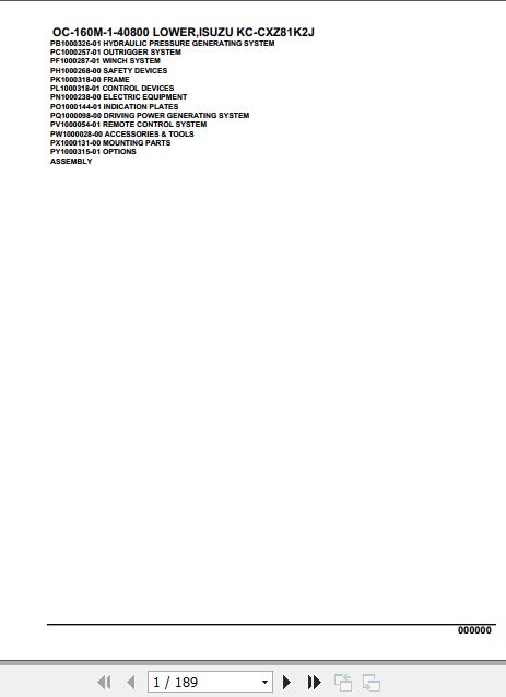 Tadano Hydraulic Wrecker OC 160M 1 40800 Lower Isuzu KC CXZ81K2J Parts Catalog 1