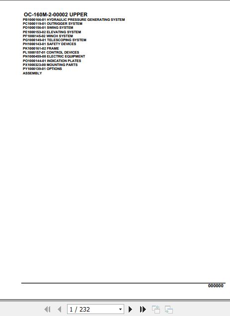 Tadano Hydraulic Wrecker OC 160M 2 00002 Upper Parts Catalog 1