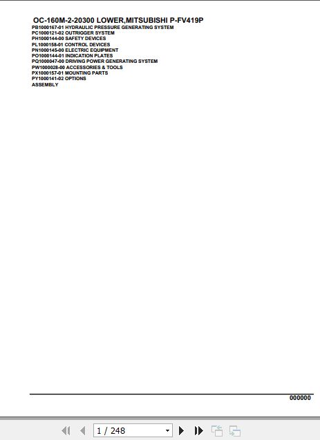 Tadano Hydraulic Wrecker OC 160M 2 20300 Lower MitsubishiI P FV419P Parts Catalog 1