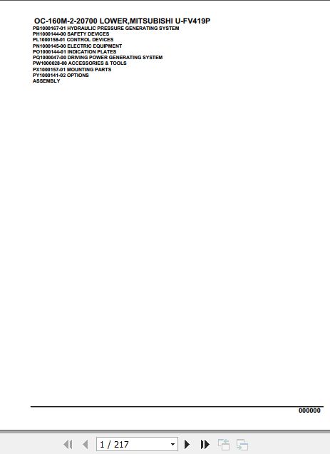 Tadano Hydraulic Wrecker OC 160M 2 20700 Lower MitsubishiI U FV419P Parts Catalog 1