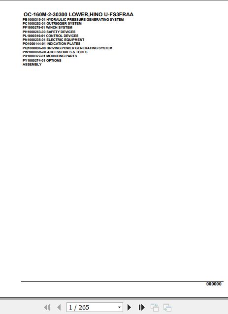 Tadano Hydraulic Wrecker OC 160M 2 30300 Lower Hino U FS3FRAA Parts Catalog 1