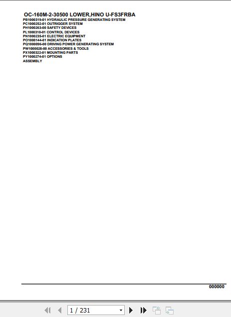 Tadano Hydraulic Wrecker OC 160M 2 30500 Lower Hino U FS3FRBA Parts Catalog 1