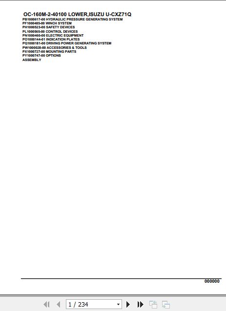 Tadano Hydraulic Wrecker OC 160M 2 40100 Lower Isuzu U CXZ71Q Parts Catalog 1