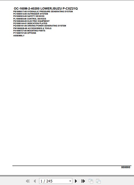 Tadano Hydraulic Wrecker OC 160M 2 40200 Lower Isuzu P CXZ21Q Parts Catalog 1