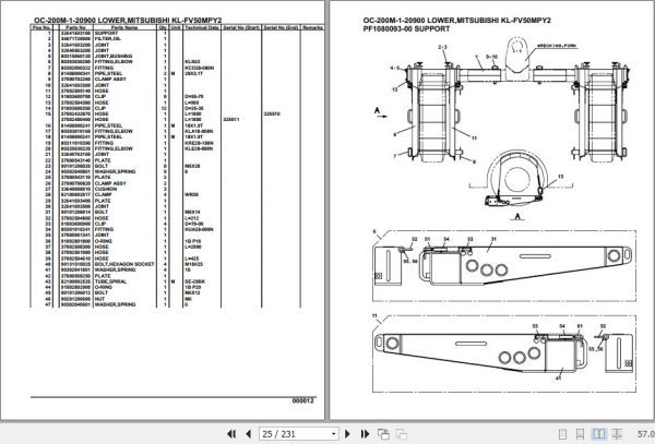 Tadano Hydraulic Wrecker OC 200M 1 20900 Lower MitsubishiI KL FV50MPY2 Parts Catalog 2