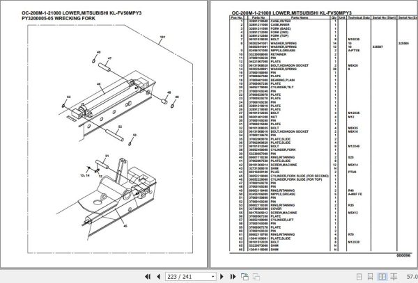 Tadano Hydraulic Wrecker OC 200M 1 21000 Lower MitsubishiI KL FV50MPY3 Parts Catalog 2