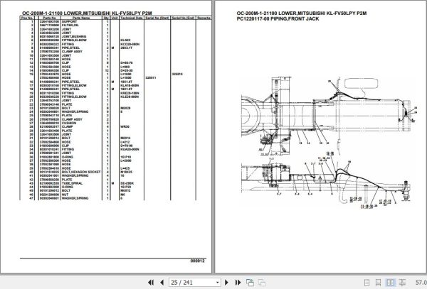 Tadano Hydraulic Wrecker OC 200M 1 21100 Lower MitsubishiI KL FV50LPY P2M Parts Catalog 2