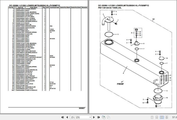 Tadano Hydraulic Wrecker OC 200M 1 21200 Lower MitsubishiI KL FV50MPY2 Parts Catalog 2