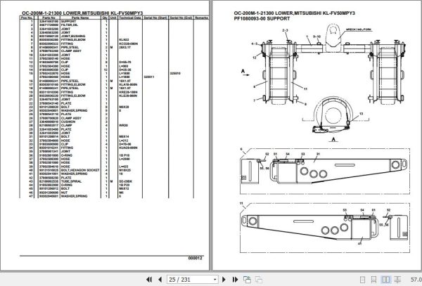 Tadano Hydraulic Wrecker OC 200M 1 21300 Lower MitsubishiI KL FV50MPY3 Parts Catalog 2