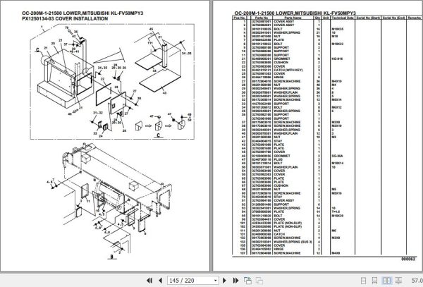 Tadano Hydraulic Wrecker OC 200M 1 21500 Lower MitsubishiI KL FV50MPY3 Parts Catalog 2
