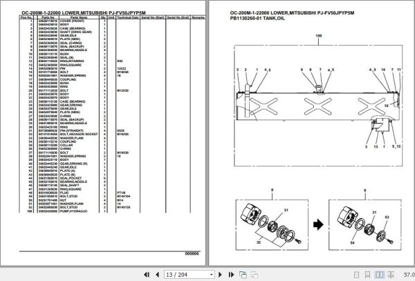Tadano Hydraulic Wrecker OC 200M 1 22000 Lower MitsubishiI PJ FV50JPYP5M Parts Catalog 2