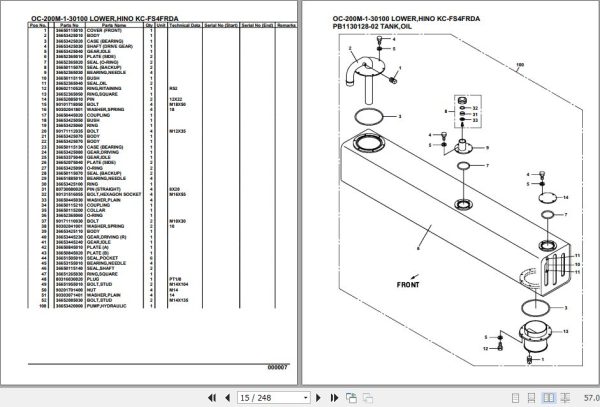 Tadano Hydraulic Wrecker OC 200M 1 30100 Lower Hino KC FS4FRDA Parts Catalog 2