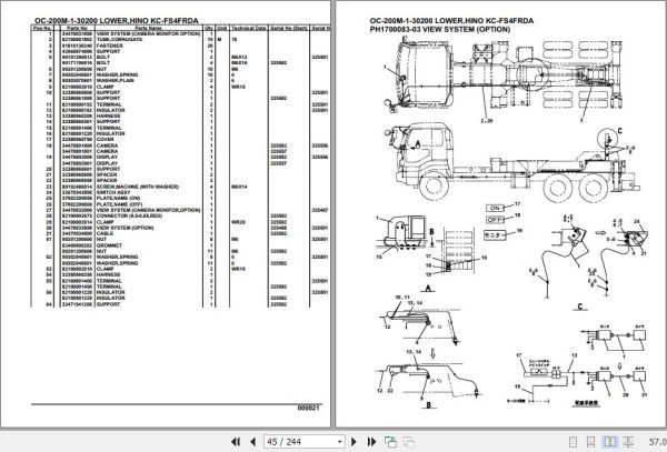 Tadano Hydraulic Wrecker OC 200M 1 30200 Lower Hino KC FS4FRDA Parts Catalog 2