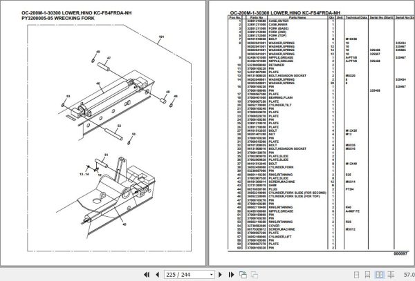Tadano Hydraulic Wrecker OC 200M 1 30300 Lower Hino KC FS4FRDA NH Parts Catalog 2
