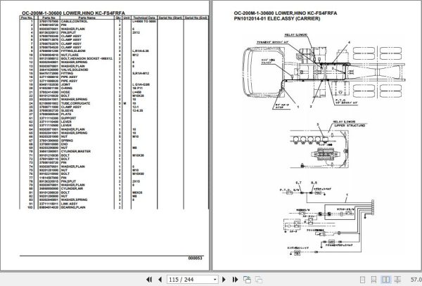 Tadano Hydraulic Wrecker OC 200M 1 30600 Lower Hino KC FS4FRFA Parts Catalog 2
