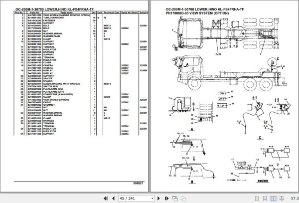 Tadano Hydraulic Wrecker OC 200M 1 30700 Lower Hino KL FS4FRHA TF Parts Catalog 2