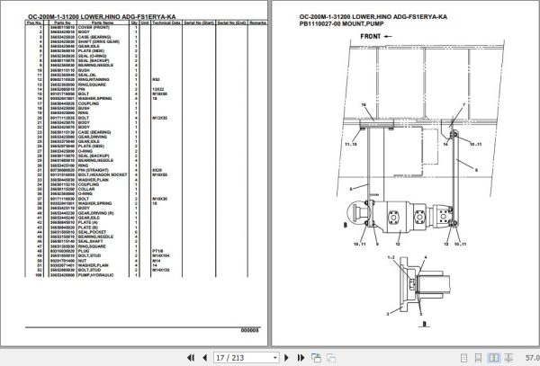Tadano Hydraulic Wrecker OC 200M 1 31200 Lower Hino ADG FS1ERYA KA Parts Catalog 2