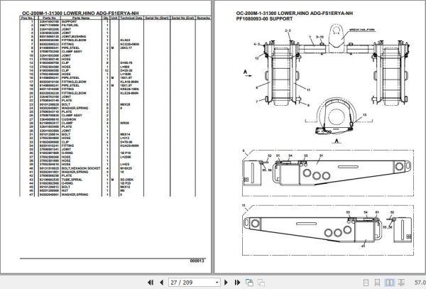 Tadano Hydraulic Wrecker OC 200M 1 31300 Lower Hino ADG FS1ERYA NH Parts Catalog 2