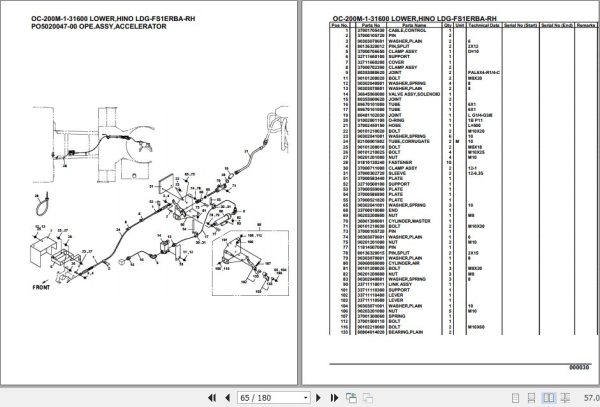 Tadano Hydraulic Wrecker OC 200M 1 31600 Lower Hino LDG FS1ERBA RH Parts Catalog 2